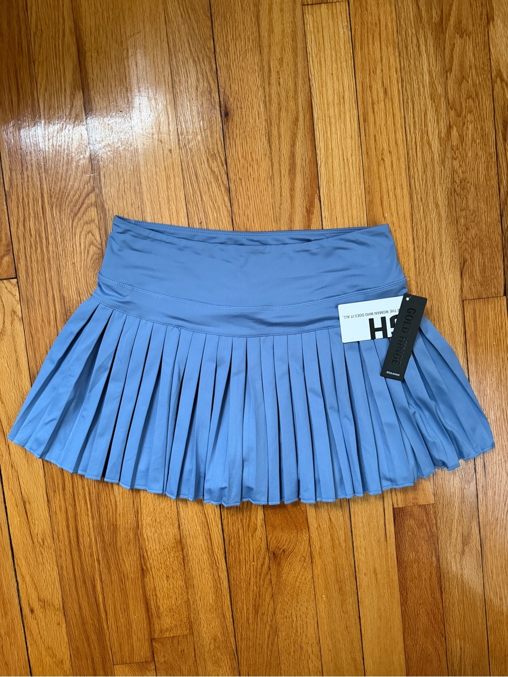 Gold Hinge Pleated Skirt – Sky Blue
